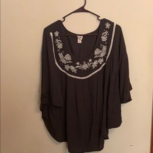 Dark gray flowy Mossimo blouse